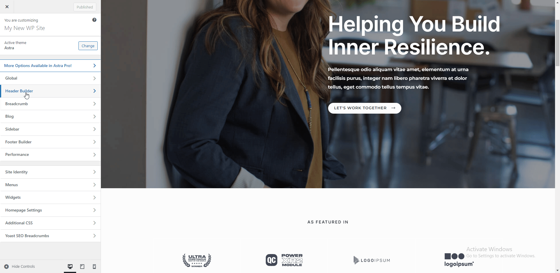 Upload brand logo to your business website