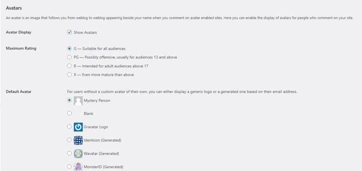 Disussion settings avatars
