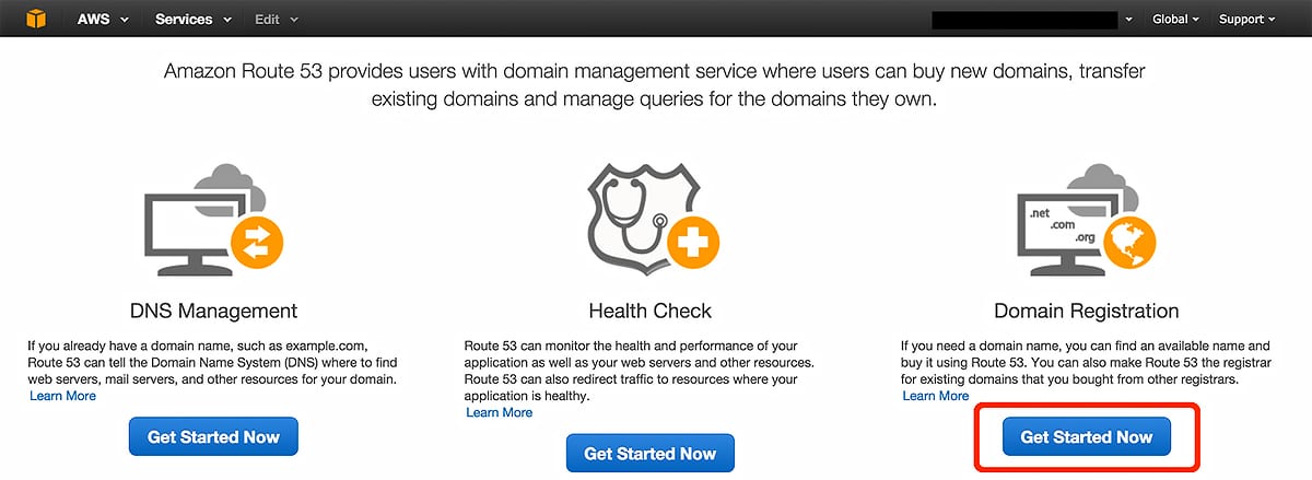 Amazon Route 53 page