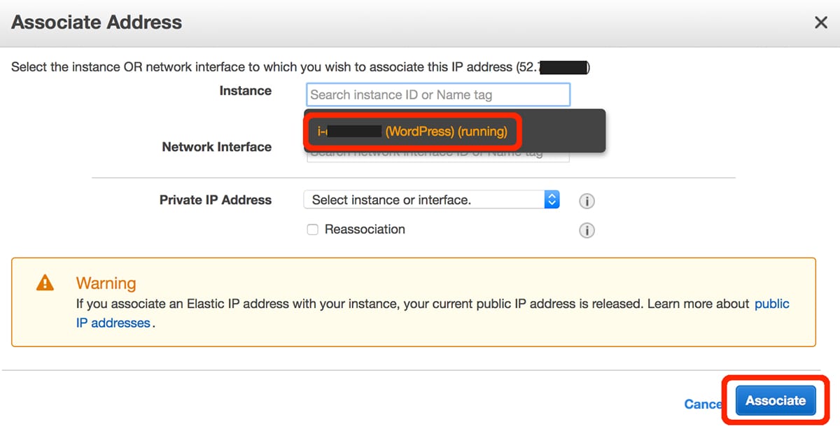 Associate Address page