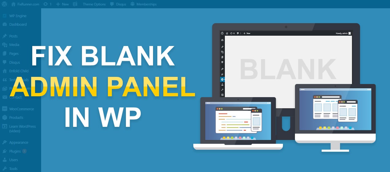 blank admin panel wordpress