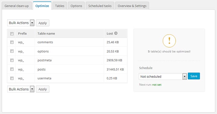 Advanced Database Cleaner Database Optimizer