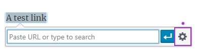 click on link gear button
