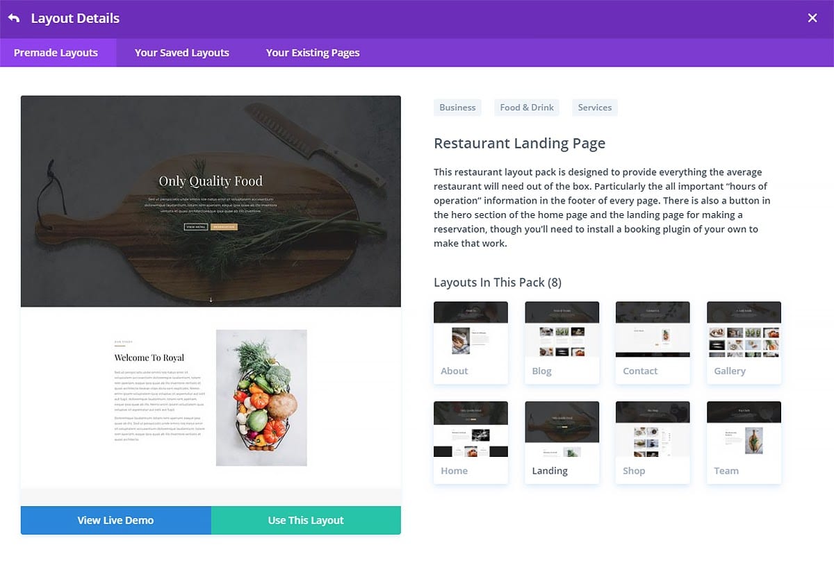 Divi Layout Details - Elementor vs Divi