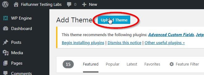 upload theme zip file
