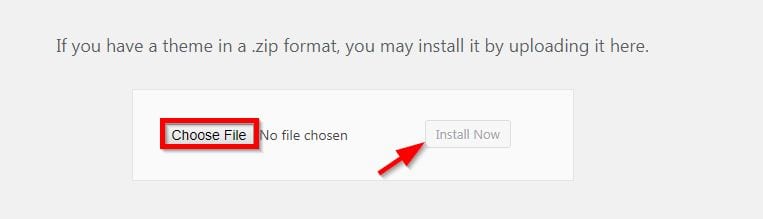 choose theme zip file and press install now