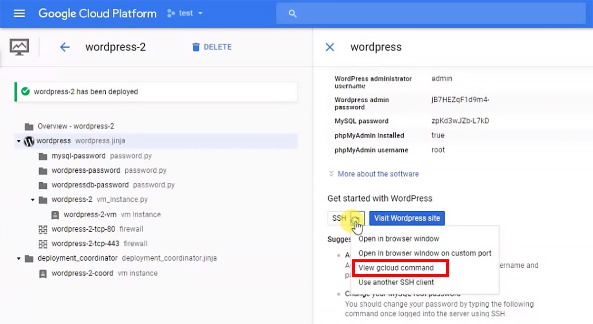 How to open gcloud command window