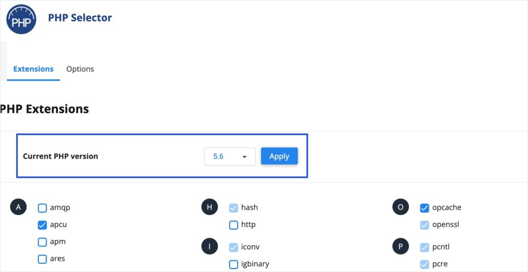 PHP Selector page
