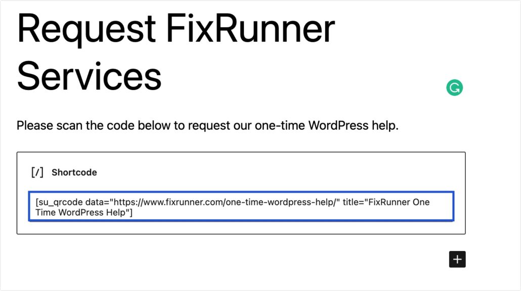 Plugin generated shortcode