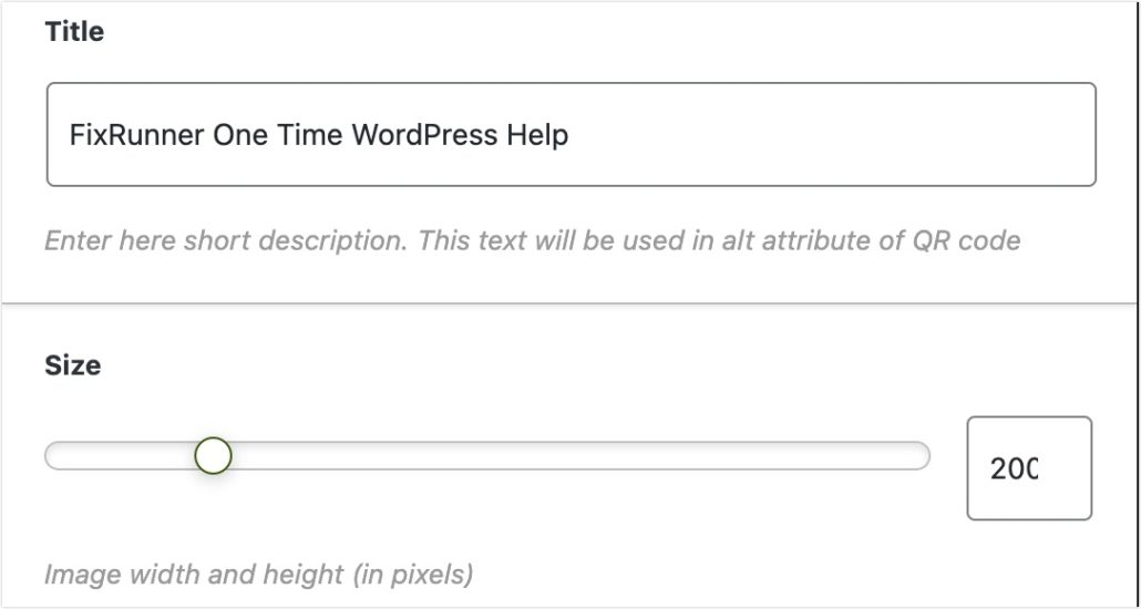 Add title for QR code and customize widget's size