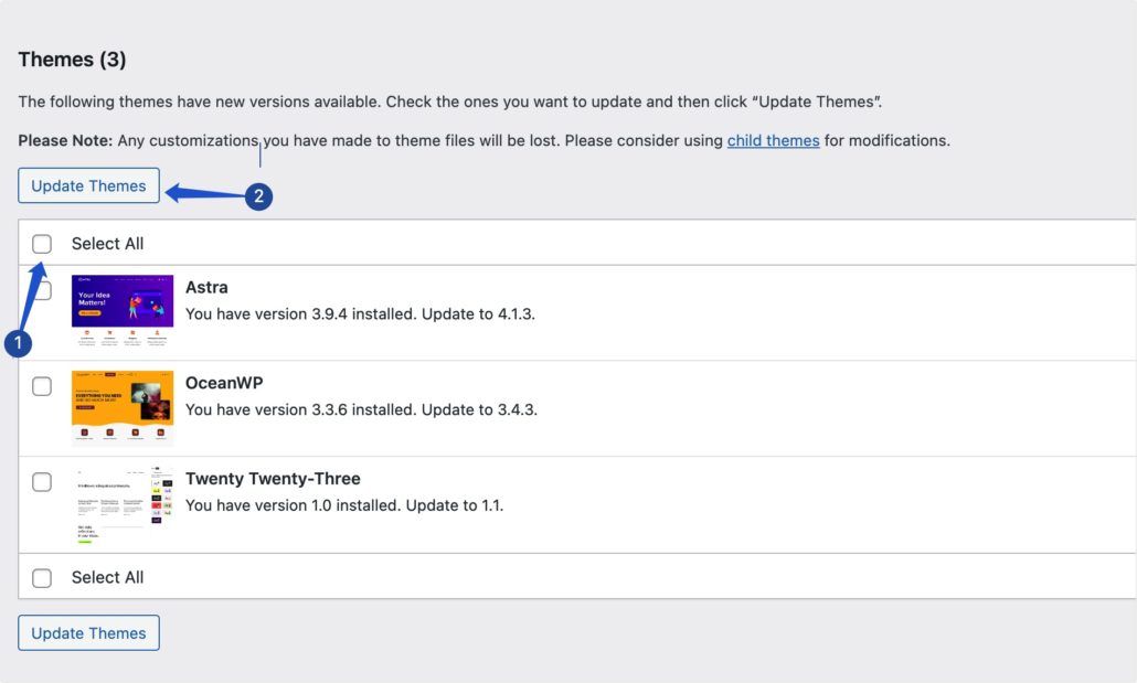 Update installed themes