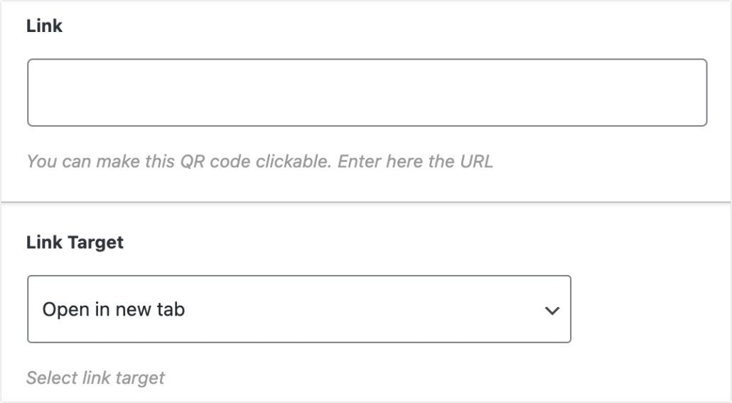 Add URL to the Link field to make the QR code clickable