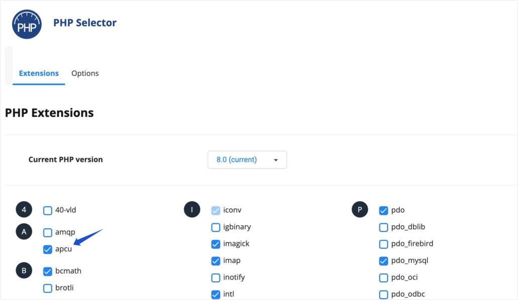 PHP Selector in cPanel