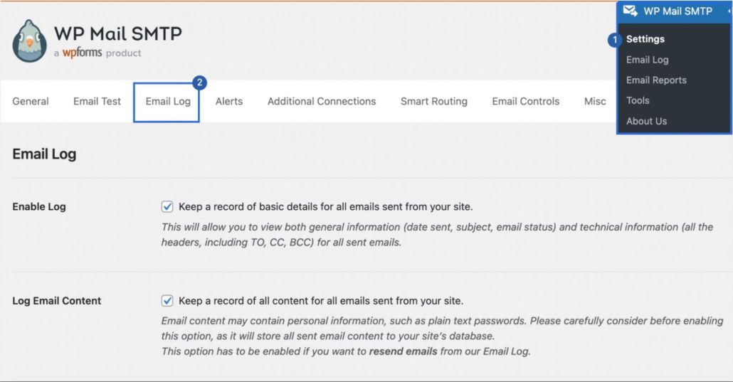 WP Mail SMTP settings