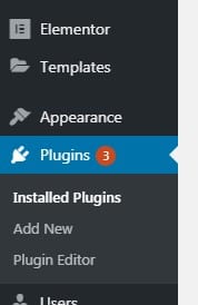 plugins option in dashboard