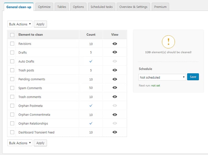 Advanced Database Cleaner database cleanup