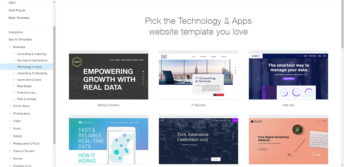 Wix Templates - Wix vs WordPress