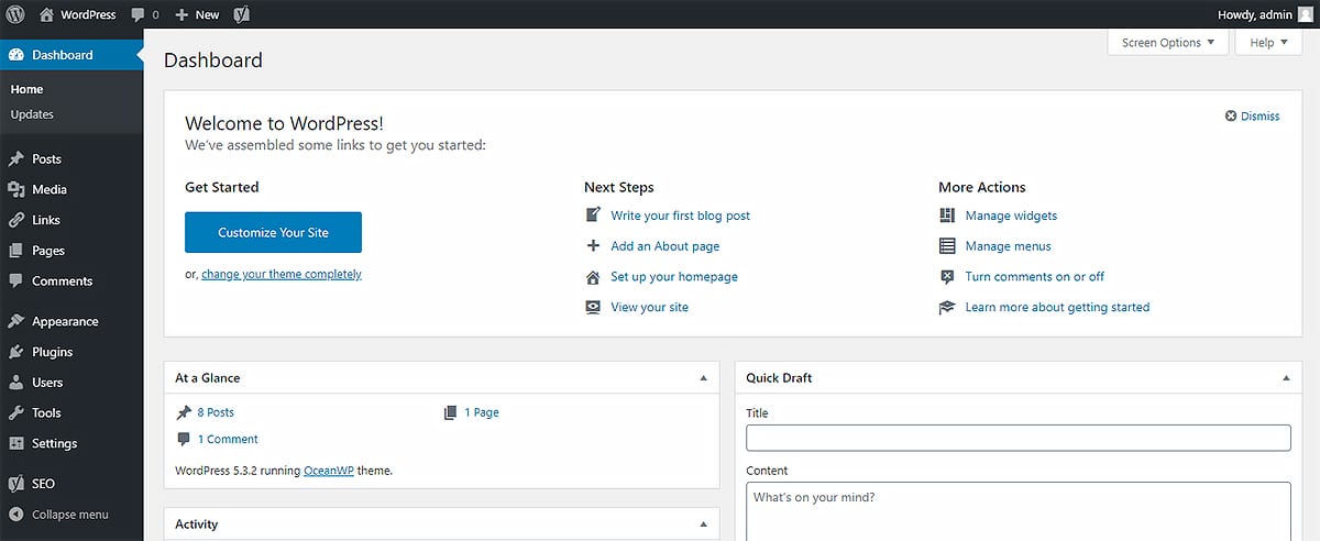 WordPress Dashboard