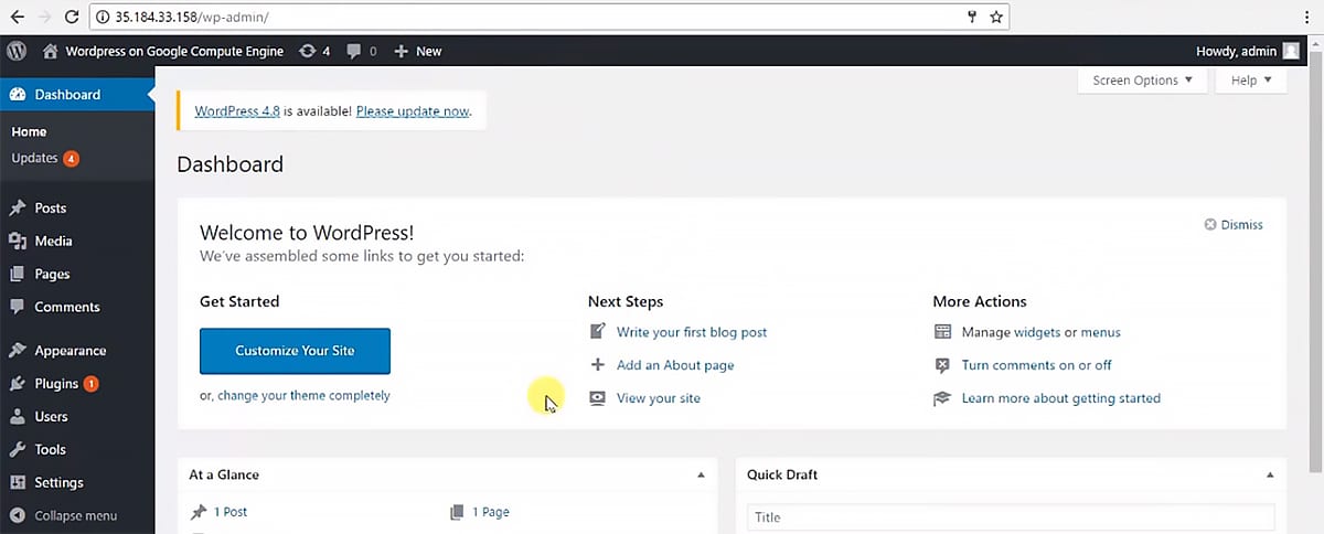 WordPress Dashboard