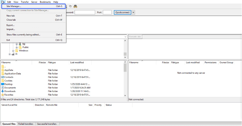 Adding site - How to Use FTP