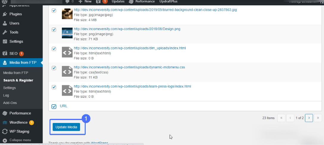 Add uploaded media - How to use FTP