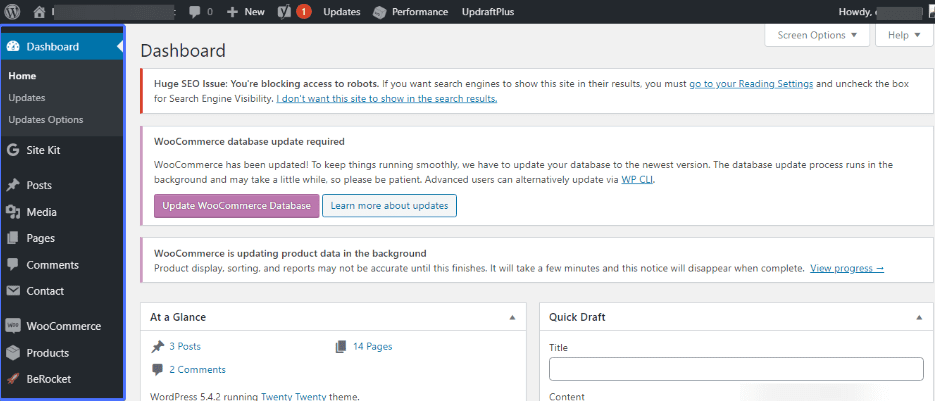 WordPress Dashboard