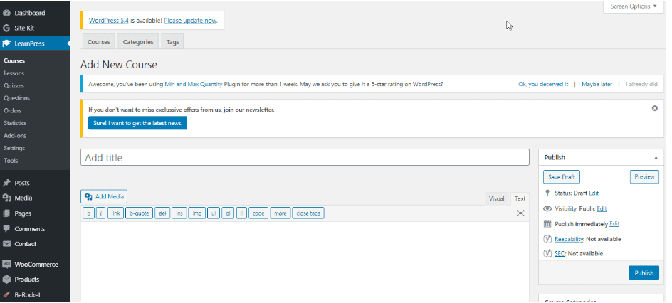 Adding a new course