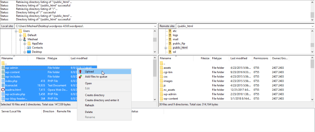 Upload files to update WordPress - How to use FTP