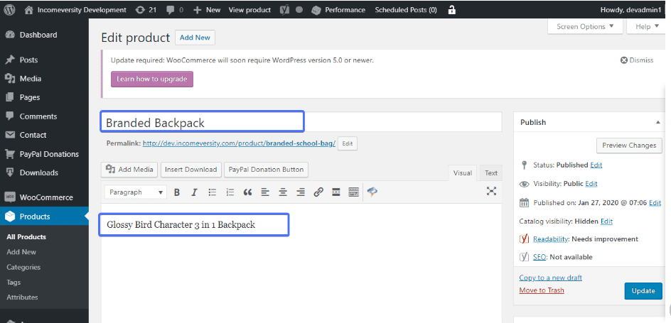 Create WooCommerce grouped products