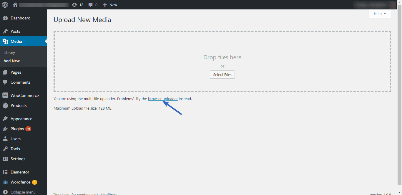 Use Browser Uploader - How to fix image upload issues in WordPress