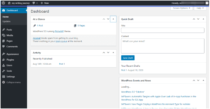 wordpress admin panel