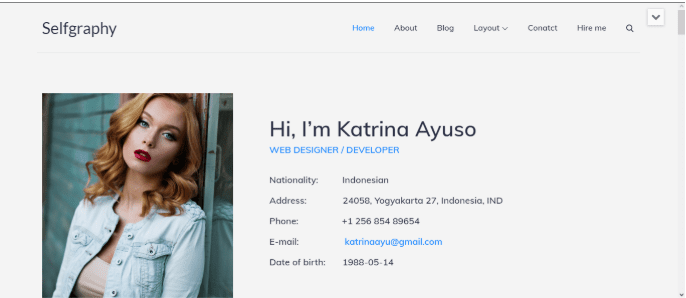 SelfGraphy portfolio theme