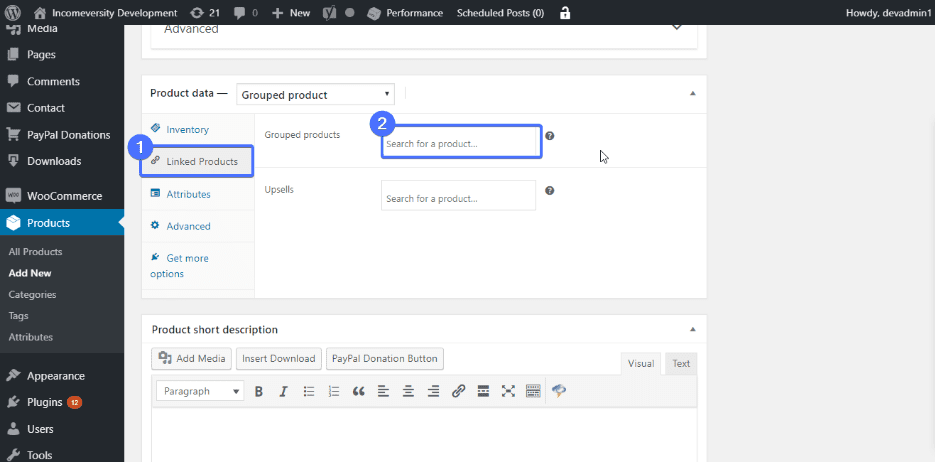 Setting up WooCommerce grouped products