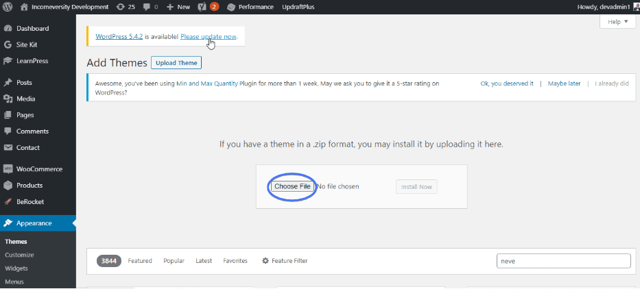 Uploading a theme's folder