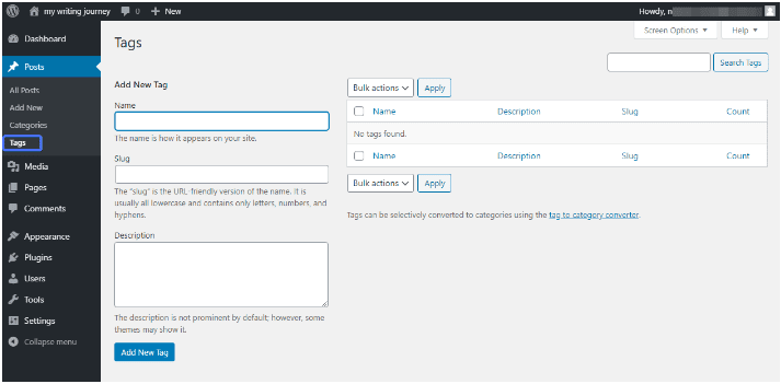wordpress admin panel
