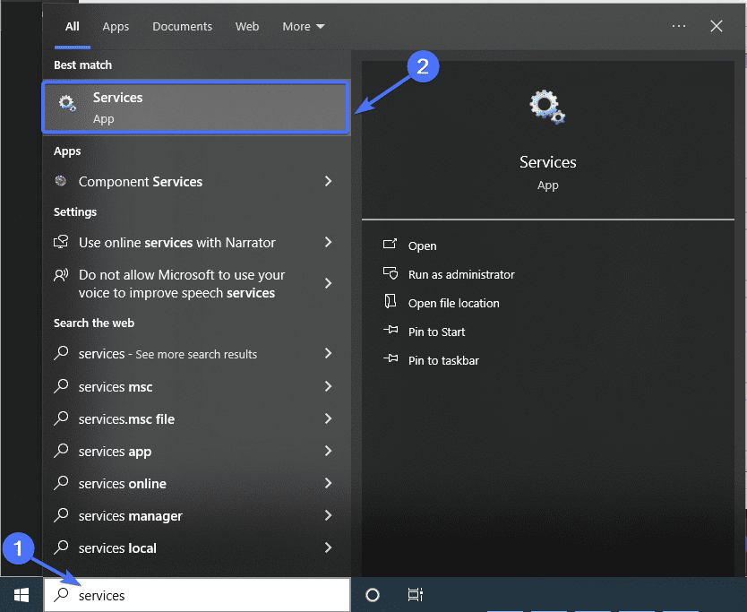 Windows services app