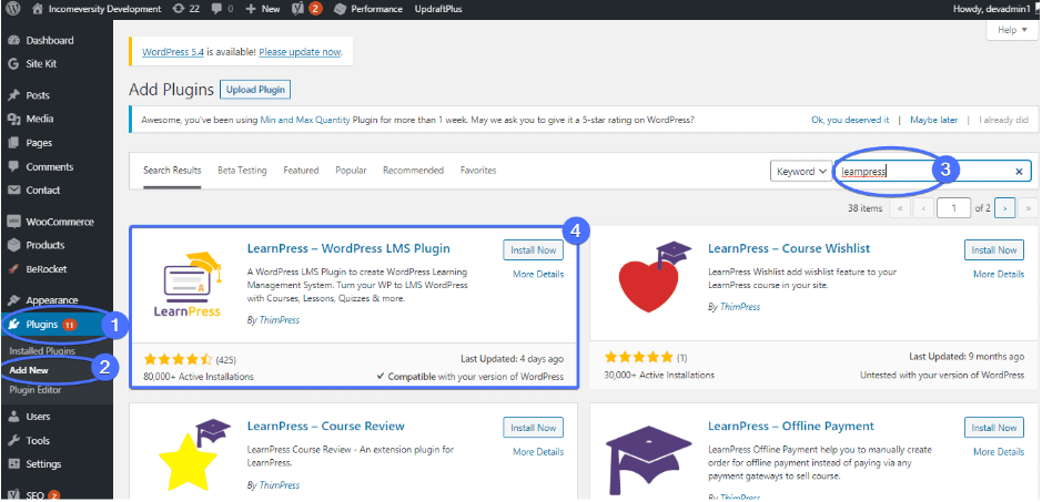 How to install the LearnPress plugin