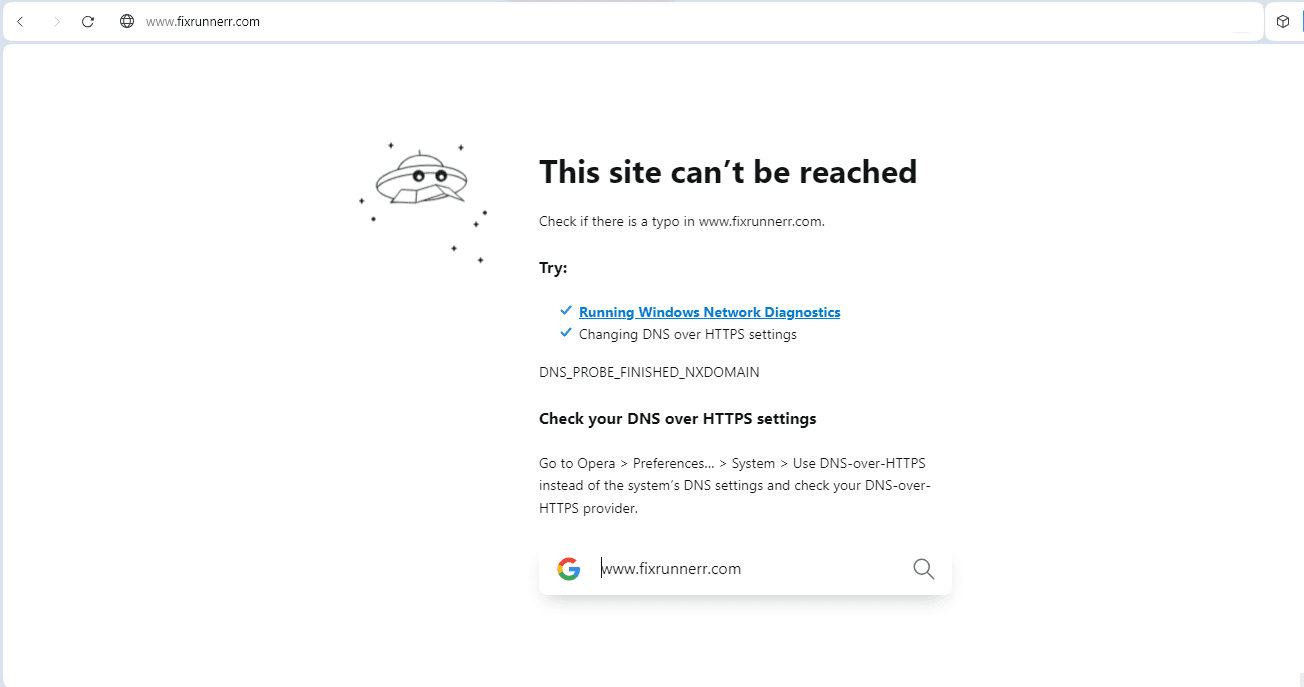 DNS_Probe_Finished_Nxdomain Errors in Opera Browser