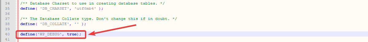 Activating WordPress debug mode in wp-config.php