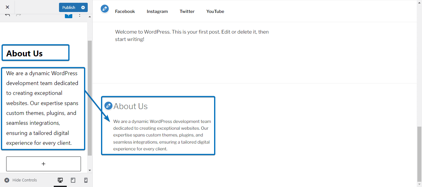 add about us content - How to Edit Footer in WordPress