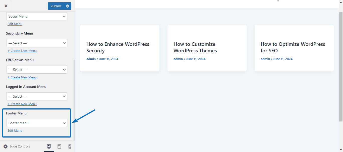 add footer menu