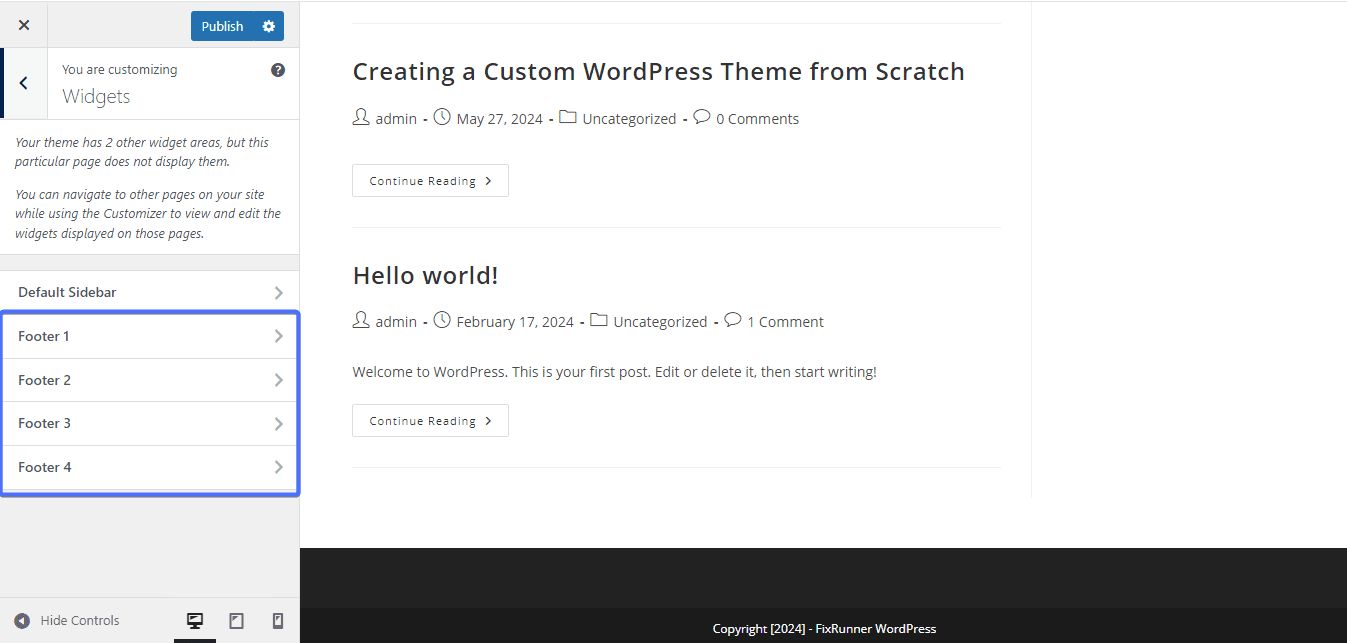 add footer widgets 