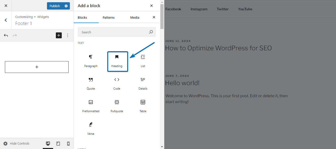 add header widget