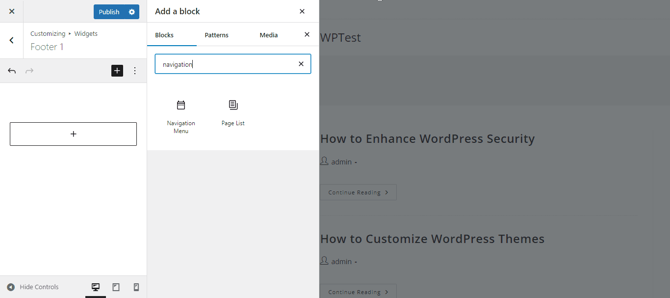 add navigation widget - How to Edit Footer in WordPress