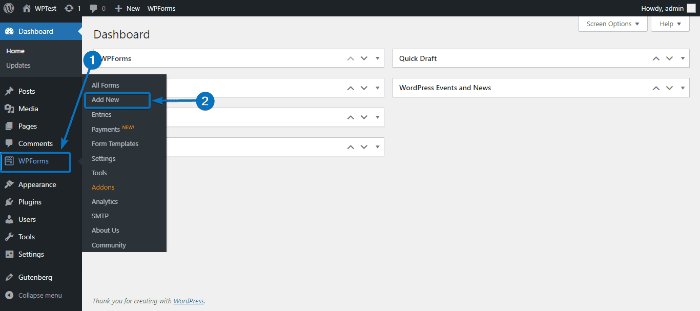 add new WPForms