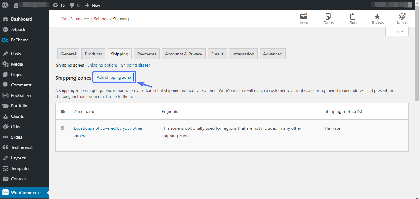 Add Shipping Zone