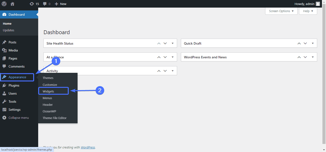 add widgets