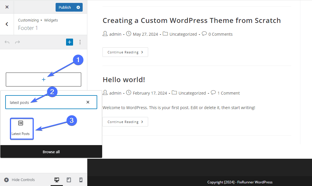 adding footer latest post widget