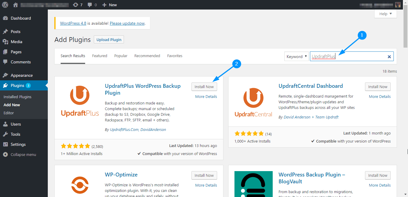 UpdraftPlus Install for WordPress Backups