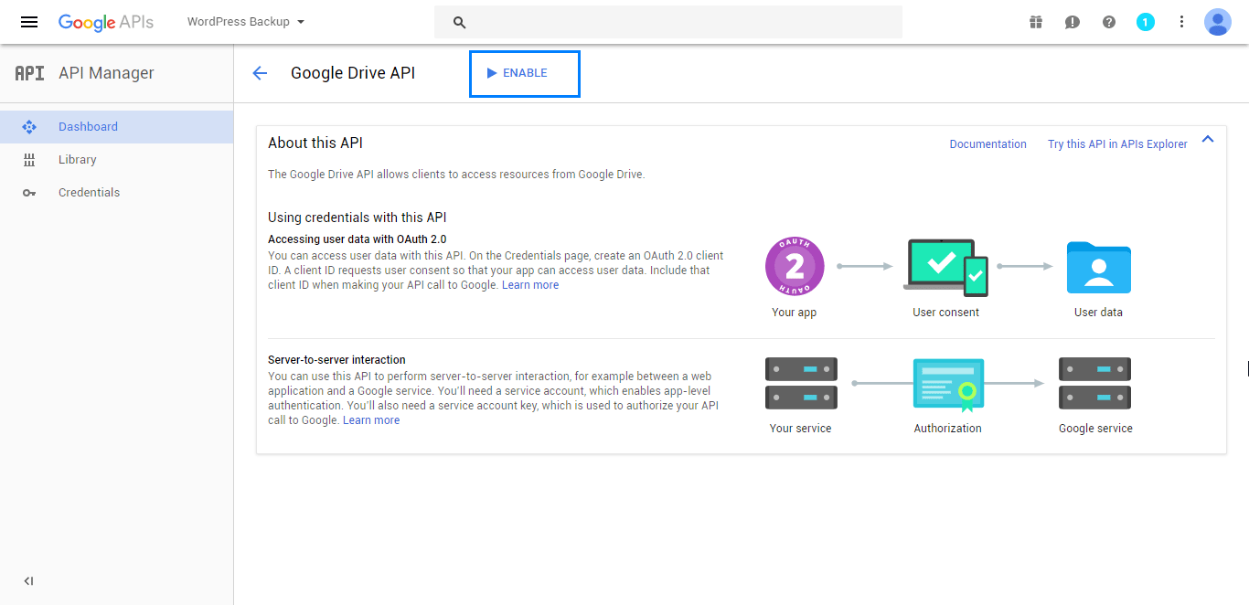 Enable Drive API 